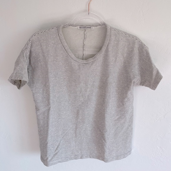 Anthropologie Tops - Groceries Apparel organic cotton short sleeve shirt grey white stripes XS NWOT